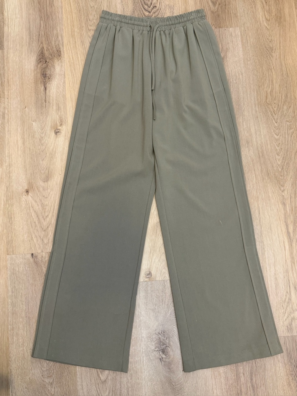 P.CILL High-Rise Wide-Leg Track Pants in Olive Green